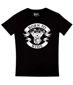 Прикольные футболки: born to ride - двигатель на черной